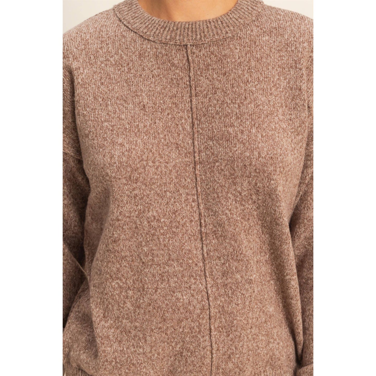 Front Seam Crew Neck Sweater:S-M-L(2-2-2)
