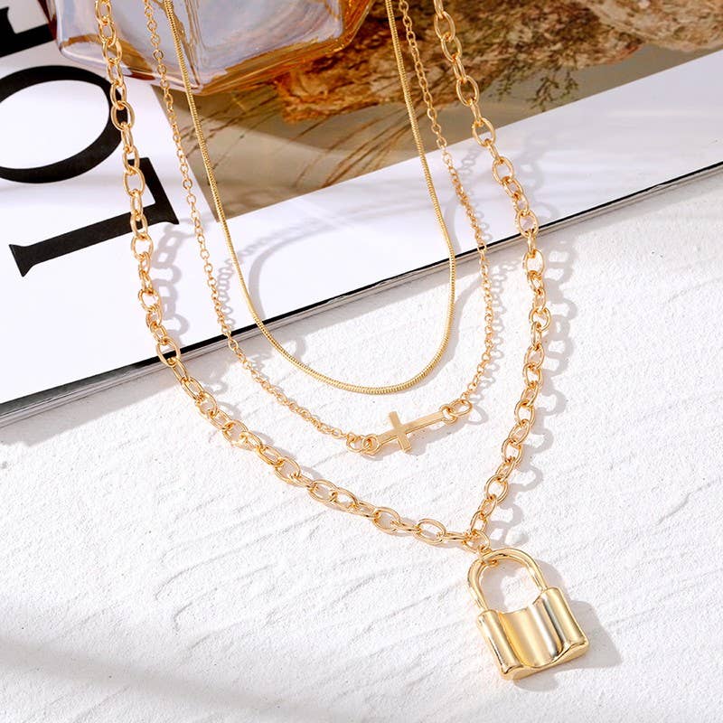 18K STAINLESS STEEL TARNISH FREE LAYERED NECKLACE Gold