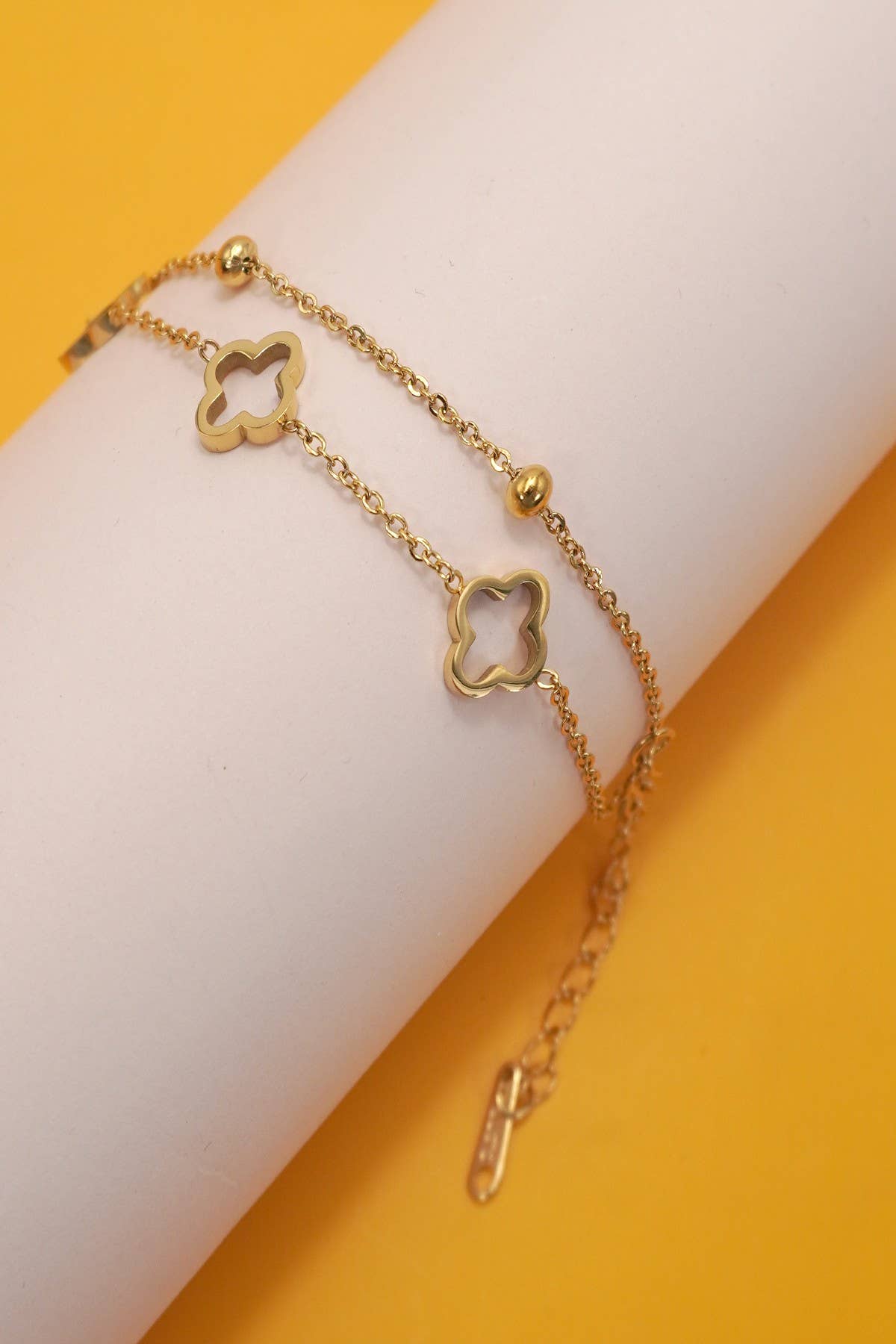 18K STAINLESS STEEL TARNISH FREE CLOVER BRACELET GOLD