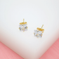 Diamond 18K Gold Filled Square CZ  Stud Earrings (L138)