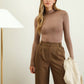 SEAMLESS MOCK NECK LONG SLEEVE BODYSUIT DEEP TAUPE