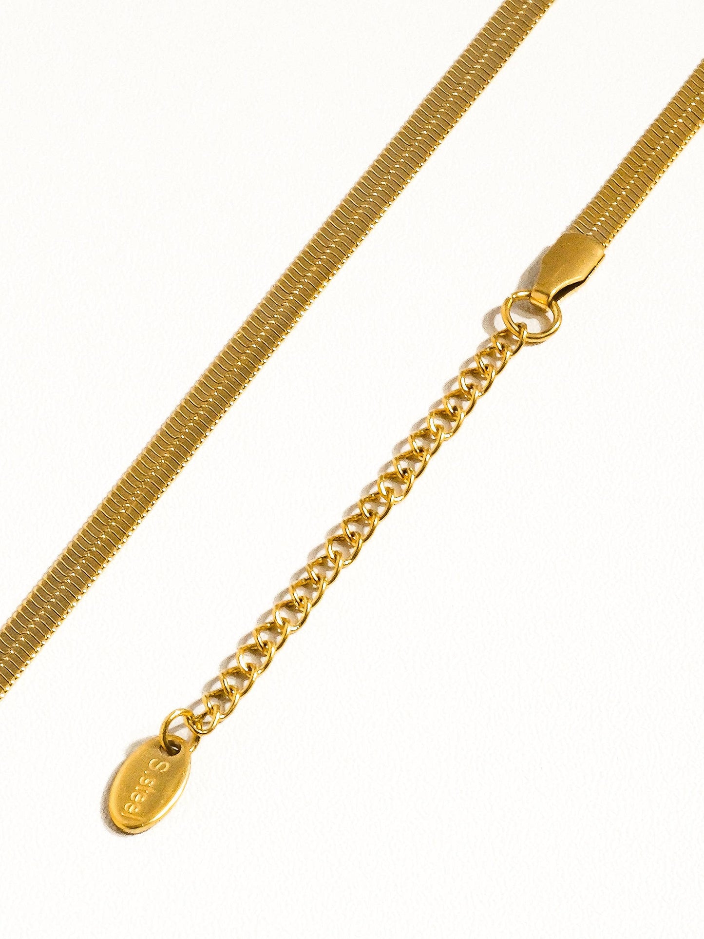 18K PVD Gold Non-Tarnish Flat Snake Chain Necklace & Bracelet: Yellow Gold / Stella Bracelet
